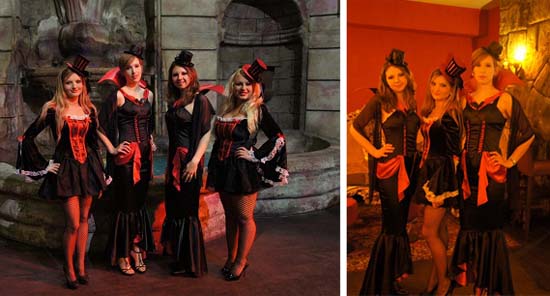 Hostessen im Vampikostüm