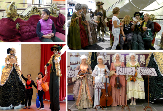 Barocke Unterhaltung im Palais Vest Barocke Unterhaltung im Palais Vest mit Stelzenläufern, sprechendem Sofa, barocker Gesellschaft und barockem Damenquartett